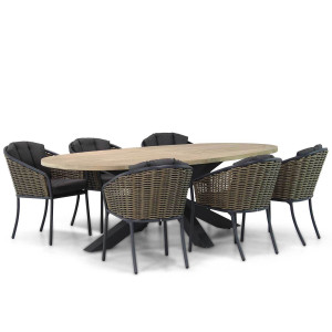 Santika Tika/Brookline 240 cm ovaal dining tuinset 7-delig