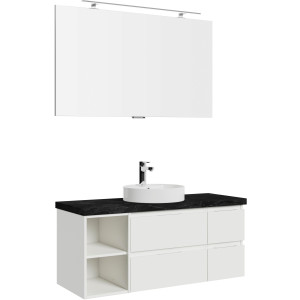 Saphir Badmeubelset Serie 4035 2-delig, keramisch opzetwasbak met LED-spiegel Wastafel incl. deurdemper, 120 cm breed, 4 lades, 3 deuren (set)