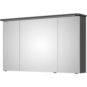 Saphir Spiegelkast Serie 4005 badkamer spiegelkast incl. LED-kransverlichting Badkast 120 cm breed, 3 deuren, 6 glazen legplanken, incl. deurdemper