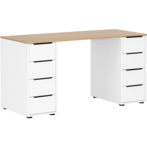 Schildmeyer Bureau Elma, breedte 140 cm Houtdecor met voelbare structuur, metalen beslag, gedeeltelijke uittrekken