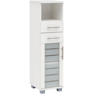 Schildmeyer Halfhoge kast Nikosia Breedte 30 cm, met glasdeur, 2 laden, mdf-fronten, metalen grepen