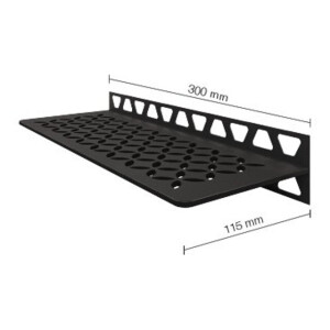 Schluter Shelf-W-S1 planchet - 30x11.5x0.5cm - inbouw - Rechthoek - Perforatie: Floral - gecoat donker antraciet sws1d5tsda