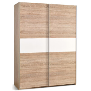Schuifdeurkast Lima 153 cm breed in sonoma eiken met hoogglans wit
