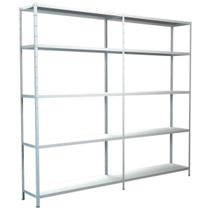 SCHULTE Regalwelt Stellingkast Montagesysteem basis- en aanbouwrek Metaal wit, 2000x2200x350 mm, 10 planken