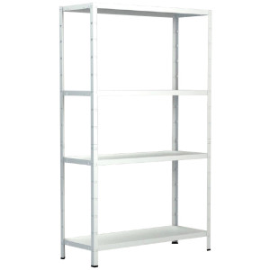 SCHULTE Regalwelt Stellingkast Montagesysteem basiskast XXL Metaal wit, 1370x750x300 mm, 4 planken