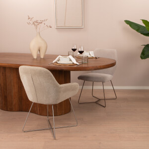 Sohome Ovale Eettafel 'Sadey' Mangohout, 300 x 110cm, kleur Naturel