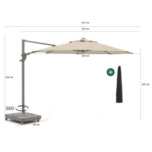 Shadowline Francisco zweefparasol ø 330cm - Laagste prijsgarantie!