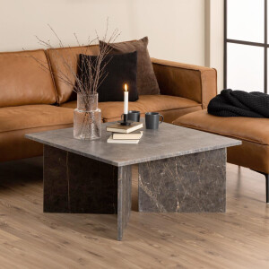 Bendt Vierkante Salontafel 'Shaunika' Marmer, 90 x 90cm, kleur marron bruin