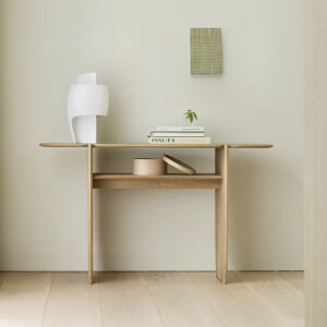 Ethnicraft Sidetable 'PI' Geolied Eikenhout, 130cm, kleur Naturel