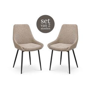 Sierra eetkamerstoel donker beige - set van 2