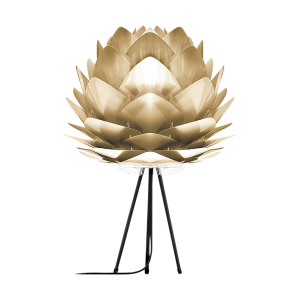 Silvia Medium tafellamp brushed brass - met tripod zwart - Ø 50 cm