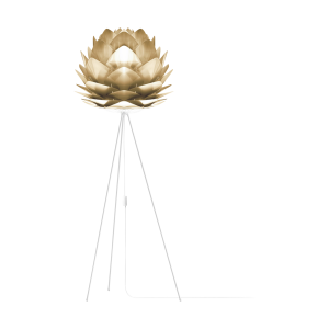 Silvia Medium vloerlamp brushed brass - met tripod wit - Ø 50 cm