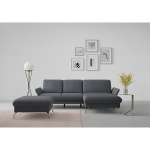 sit&more Hoekbank Fashion L-vorm naar keuze met verstelbare hoofdsteun, uittrekzitting, motorisch, nikkel poten