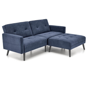 Slaapbank Cornelius 200x167 cm met voetbank blauw