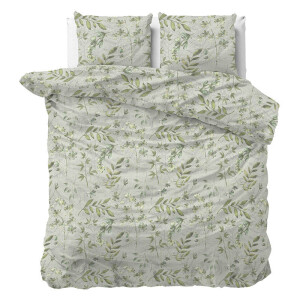2e -50% | Dekbedovertrek Edona - Eenpersoons (140x200 Cm) - Groen Polyester-katoen - - Sleeptime Elegance - Dekbed-Discounter.nl