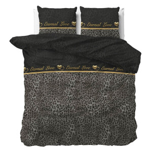 Dekbedovertrek Eternal Love - Eenpersoons (140x200 Cm) - Zwart Polyester-katoen - Patroon - Sleeptime Elegance - Dekbed-Discounter.nl