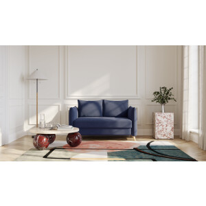 BRUNO slaapbank 120 cm in blauw | stabiel massief hout & boxspringcomfort