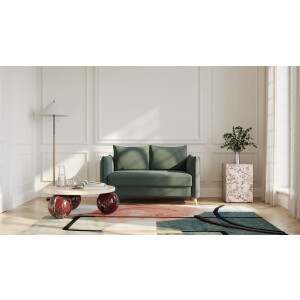 BRUNO slaapbank 120 cm in blauw | stabiel massief hout & boxspringcomfort