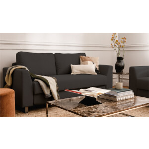 BRUNO slaapbank 140 cm in zwart / antraciet | stabiel massief hout & boxspringcomfort