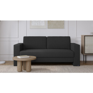 BRUNO slaapbank 140 cm in zwart / antraciet | stabiel massief hout & boxspringcomfort
