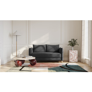 BRUNO slaapbank 140 cm in zwart / antraciet | stabiel massief hout & boxspringcomfort
