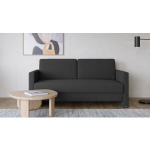 BRUNO slaapbank 140 cm in zwart / antraciet | stabiel massief hout & boxspringcomfort
