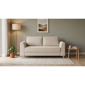 BRUNO slaapbank 140 cm in beige | stabiel massief hout & boxspringcomfort
