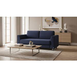 BRUNO slaapbank 140 cm in blauw | stabiel massief hout & boxspringcomfort