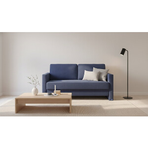 BRUNO slaapbank 140 cm in blauw | stabiel massief hout & boxspringcomfort