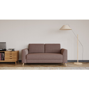 BRUNO slaapbank 140 cm in bruin | stabiel massief hout & boxspringcomfort