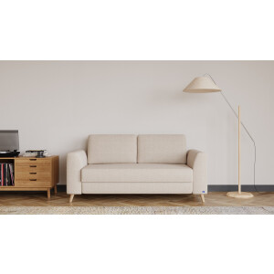 BRUNO slaapbank 140 cm in Aurora Soft Beige | stabiel massief hout & boxspringcomfort