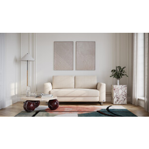 BRUNO slaapbank 140 cm in Aurora Soft Beige | stabiel massief hout & boxspringcomfort