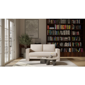 BRUNO slaapbank 160 cm in Aurora Soft Beige | stabiel massief hout & boxspringcomfort