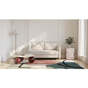 BRUNO slaapbank 140 cm in Aurora Soft Beige | stabiel massief hout & boxspringcomfort