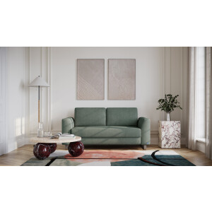 BRUNO slaapbank 140 cm in Aurora forest groen | stabiel massief hout & boxspringcomfort