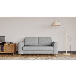 BRUNO slaapbank 140 cm in Aurora zilvergrijs | stabiel massief hout & boxspringcomfort