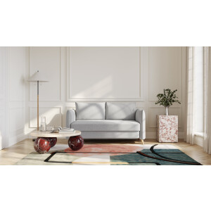BRUNO slaapbank 140 cm in Aurora zilvergrijs | stabiel massief hout & boxspringcomfort