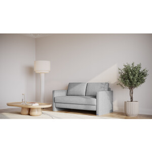 BRUNO slaapbank 140 cm in Aurora zilvergrijs | stabiel massief hout & boxspringcomfort