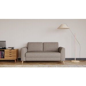 BRUNO slaapbank 160 cm in Aurora Taupe | stabiel massief hout & boxspringcomfort