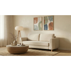 BRUNO slaapbank 160 cm in beige | stabiel massief hout & boxspringcomfort