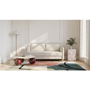 BRUNO slaapbank 160 cm in crème ecru beige | stabiel massief hout & boxspringcomfort