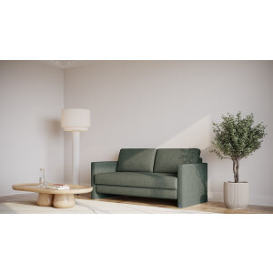 BRUNO slaapbank 160 cm in Aurora forest groen | stabiel massief hout & boxspringcomfort