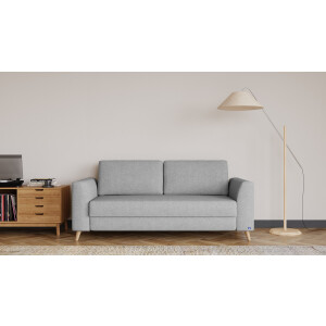 BRUNO slaapbank 160 cm in Aurora zilvergrijs | stabiel massief hout & boxspringcomfort