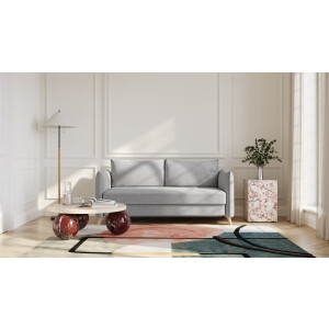 BRUNO slaapbank 160 cm in Aurora zilvergrijs | stabiel massief hout & boxspringcomfort