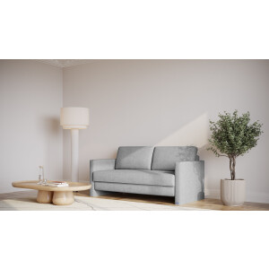 BRUNO slaapbank 160 cm in Aurora zilvergrijs | stabiel massief hout & boxspringcomfort