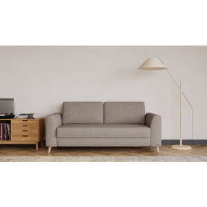 BRUNO slaapbank 160 cm in Aurora Taupe | stabiel massief hout & boxspringcomfort