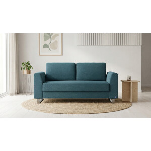 BRUNO slaapbank 160 cm in Petrol / turquoise | stabiel massief hout & boxspringcomfort