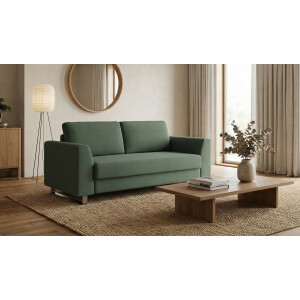 BRUNO slaapbank 140 cm in groen | stabiel massief hout & boxspringcomfort