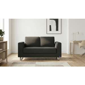 BRUNO slaapbank 120 cm in zwart / antraciet | stabiel massief hout & boxspringcomfort