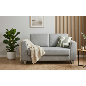 BRUNO slaapbank 120 cm in Aurora zilvergrijs | stabiel massief hout & boxspringcomfort